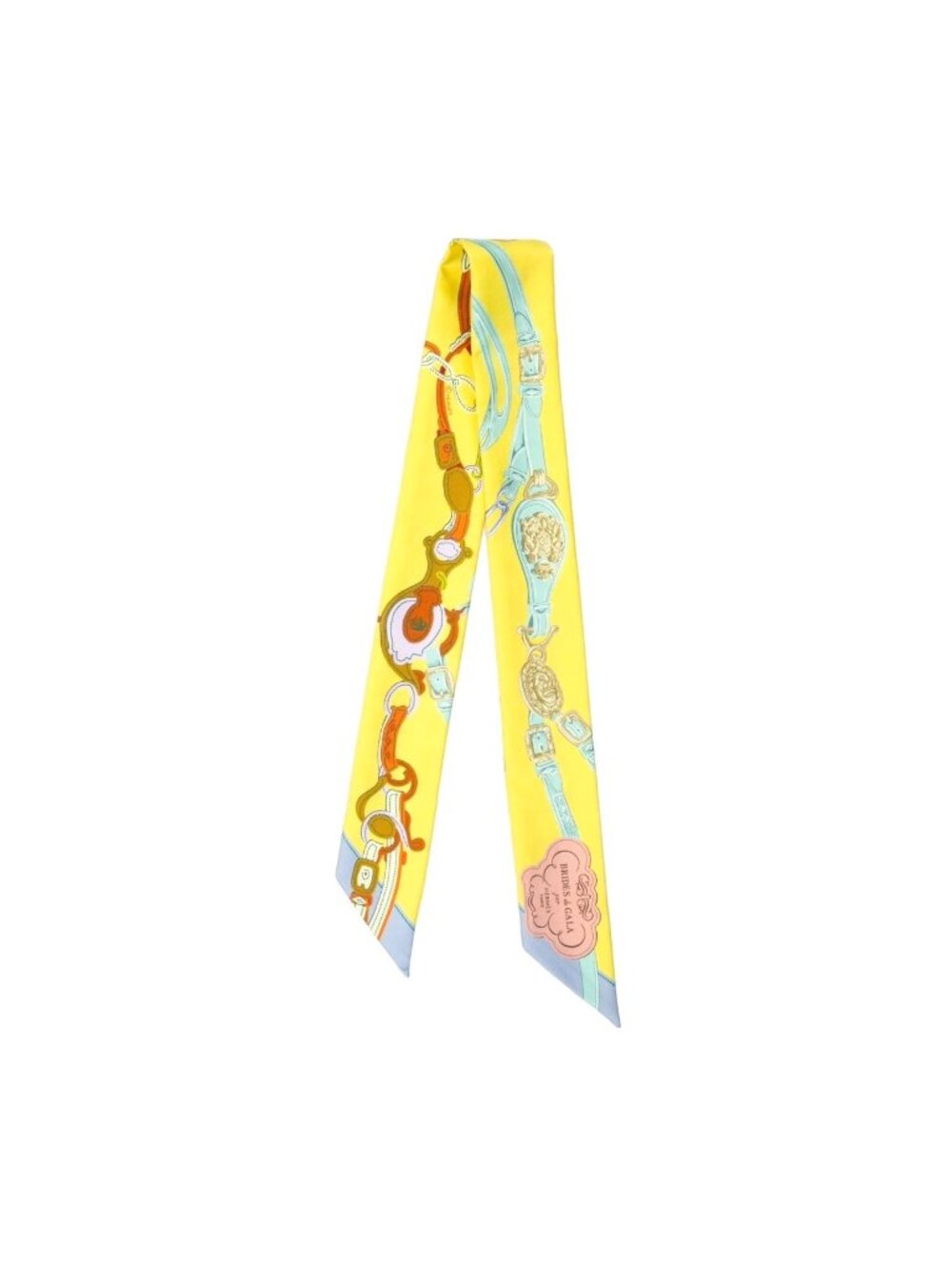 Hermès Brides de Gala Silk Twilly Scarf Yellow Pastel Blue Pink 063940S